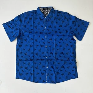 Mens SSLR Royal Blue SHARK Button Up Short Sleeve Hawaiian Shirt NWT Size XL NEW - Picture 1 of 9