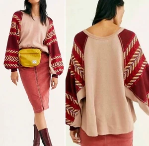 Suéter Tejido Gofre Free People Rainbow Dreams Talla XS Gran Tamaño Boho Informal - Imagen 1 de 9