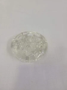 Vintage Floral Frog Clear Glass 11 Hole Flower Holder footed 3" diameter - Picture 1 of 5