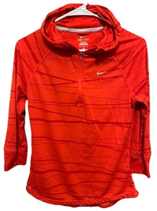 Pullover Nike Running Rojo Rayas con Capucha para Mujer 1/4 Cremallera. Talla mediana. Usado en excelente estado - Imagen 1 de 5