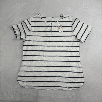 Блузка с коротким рукавом Van Heusen белая черная в полоску хлопковая смесь женская маленькая - Изображение 1 из 4