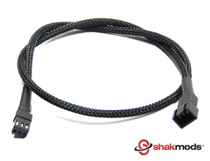 30cm Shakmods 3 pin Fan Black Sleeved Computer Extension Cable FREE UK DELIVERY - Picture 1 of 1