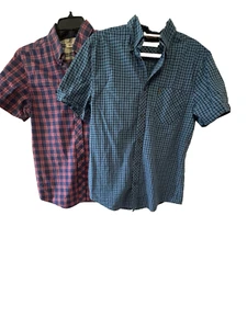 Camisa a Cuadros Azul Ben Sherman Para Hombre M Manga Corta Con Botones Estilo Mod - Imagen 1 de 5