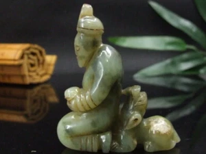 Old Chinese Statues pendants Amulet, Hand-carved Hetian Nephrite Jade man dog189 - Picture 1 of 6