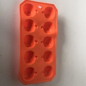 Pumpkin Shaped Orange Silicone Mold Ice Cube Tray 10 Slot  Fall Halloween - Picture 1 of 2