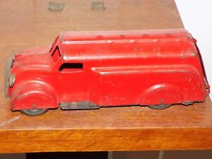 Vintage Wyandotte Pressed Steel Red Tanker Toy Truck
