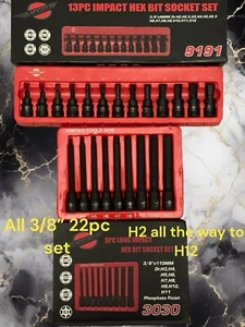 22p PRO IMPACT HEX Bit Steckschlüsselsatz kurz & lang Sechskant Inbus HX Schlüssel Nüsse H3 - H10 - Bild 1 von 1
