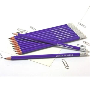 12 Purple Pencils Personalised with Name High Quality Printed/Embossed Pencils - Picture 1 of 2