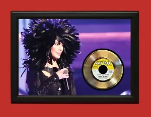 Cher Poster Art Wood Framed 45 Gold Record Display C3 - Picture 1 of 4