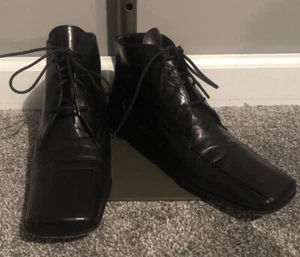 PONS QUINTANA Black Leather Ankle Boots Size EU 37M US 7M - Picture 1 of 6
