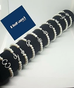 Bracciale Donna perle con lettera iniziale in Argento 925 con zirconi bianchi - Foto 1 di 11