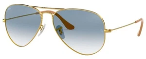 Occhiali da sole Ray-Ban RB3025 001/3F oro aviatore metallo blu chiaro sfumato 58 mm - Foto 1 di 10
