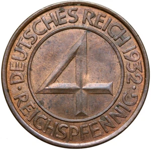 German Reich coin 4 Reichspfennig 1932 E Brüning thaler uncirculated UNC - Picture 1 of 2