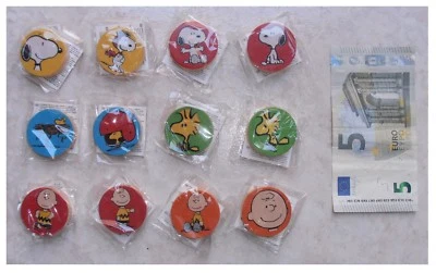 Vintage Holz Peanuts 12er Set mit Magnet Snoopy Charlie Brown Woodstock - Bild 1 von 3