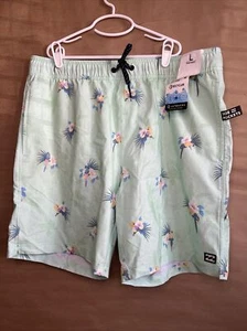 NWT Billabong Laybacks Elastic Waist Comfort Parrots Green Short Mens Size L - Picture 1 of 5