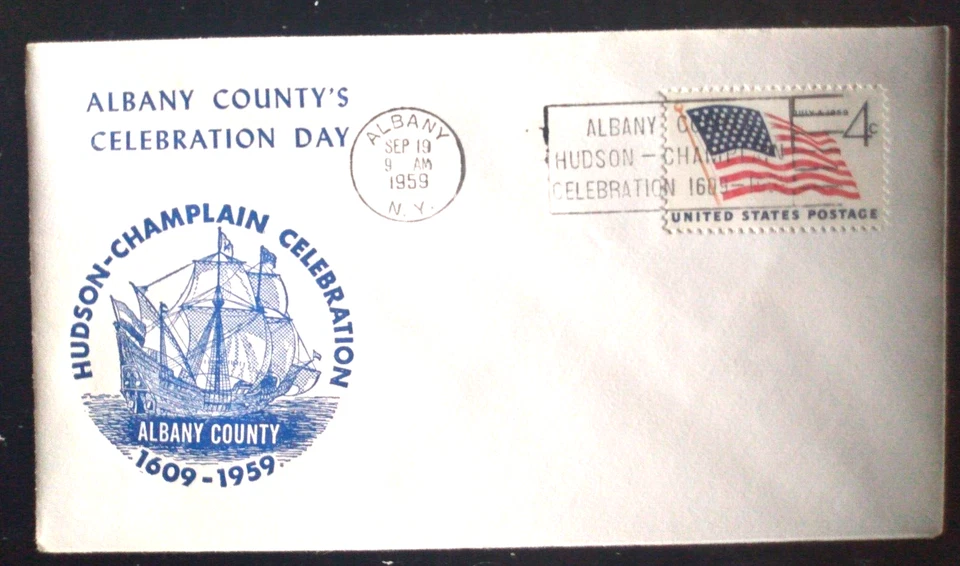 ALBANHY COUNTY NEW YORK HUDSON CHAMPLAIN CELEBRACIÓN 1609-1959 CUBIERTA SIN AÑADIR Foto 1 de 1