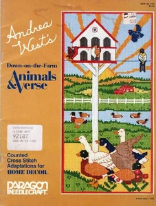 Andrea West's Down-on-the-Farm Animals & Verse Cross Stitch Leaflet 5104 NOS - Picture 1 of 7