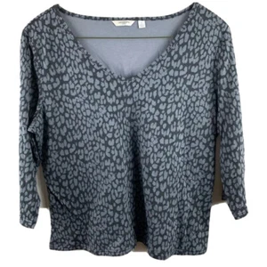 Liz Claiborne Damen Bluse Grau Schwarz Leopard Langarm V-Ausschnitt Gefüttert XL NEU - Bild 1 von 5
