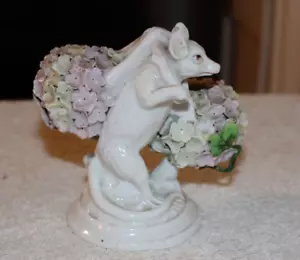 Figura rara Caprichosa Antigua Estilo Meissen Bola de Nieve Ratón Floral Flor - Imagen 1 de 21