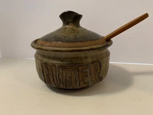 Butter Dish Rustic Art Pottery Ceramic Stoneware Green Brown NEW - Picture 1 of 8