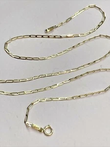 Solid 10K Yellow Gold 2mm Unique Curb Link Chain Necklace 16" - Picture 1 of 3