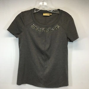 Prinzessin Vera Wang kurzärmliges Shirt Oberteil T-Shirt grau Schmuck Größe S roher Saum gebraucht, in einwandfreiem Zustand - Bild 1 von 6