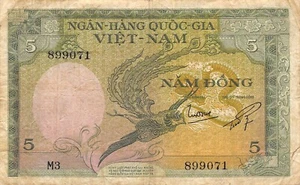 Vietnam S. 5 Dong ND. 1955 P 3a Series M3 Circulated Banknote HJ 16 - Picture 1 of 2