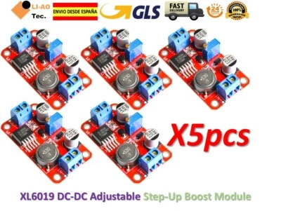 5pcs DC DC Boost Power Supply XL6019 Voltage Stabilized 5V/12V/24V Adjustable - Imagen 1 de 4