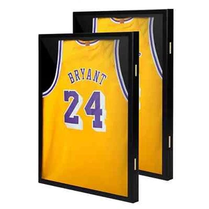 2PCS Jersey Display Case Frame Shadow Rack Box Exquisite Lockable Hanger Wood - Picture 1 of 13