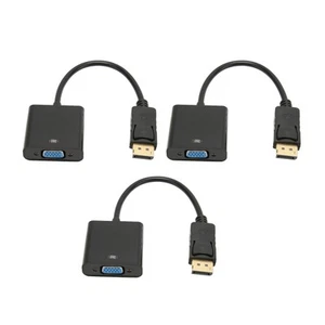 3x To VGA Adapter 1920x1080 FHD 60Hz Gold Plated Compact Design DisplayPor CB - Afbeelding 1 van 24