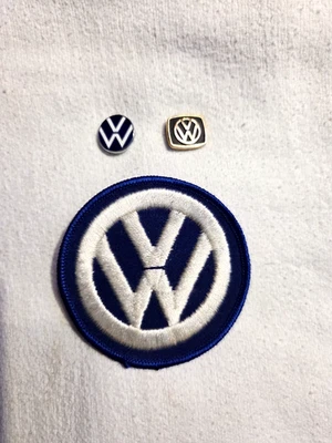 VOLKSWAGEN Automobile Service Uniform Logo Patch 3” With Two Pinbacks- Vintage  - Image 1 of 4