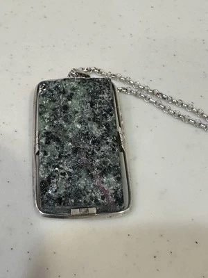 Collana Prydz rubino naturale argento sterling 835 Norvegia norvegese vintage... - Immagine 1 di 4