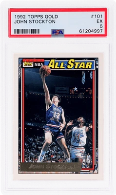 1992 Topps John Stockton Gold #101 PSA 5 - Image 1 of 2