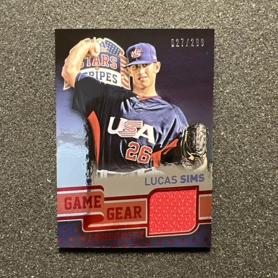 2015 Stars & Stripes LUCAS SIMS #64 Game Gear JERSEY 027/299 LONGEVITY TEAM USA - Image 1 of 4