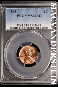 1963 Lincoln Memorial Cent - PCGS MS64RD - Brilliant Uncirculated  #SLH742 - Picture 1 of 2