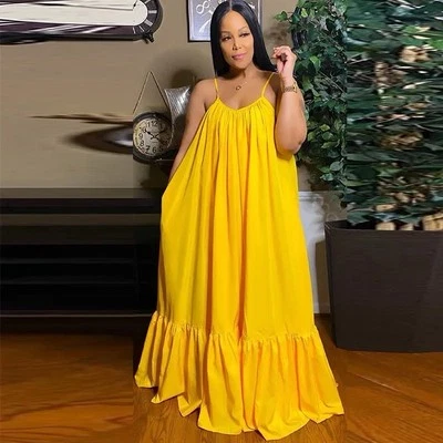 Maxi Vestido TOV Los Angeles Amarillo Acampanado Fluido Vibrante Talla 44 XL Summer Resort Foto 1 de 4