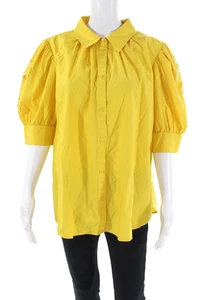 & Other Stories Damen Kurzarm Button Down Shirt Gelb Baumwolle Größe L - Bild 1 von 7