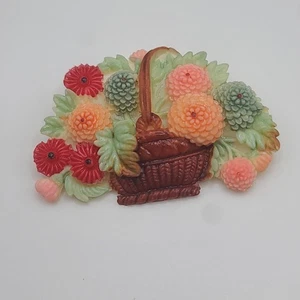 Vintage Celluloid Brooch Flower Basket Japan - Picture 1 of 7