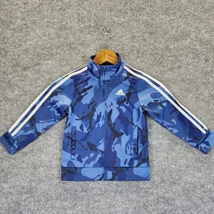 Adidas Jacket Boy's Size 4 Lightweight Blue Camo Full Zip Coat - Picture 1 of 12