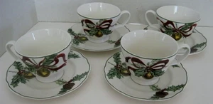 Vintage Weihnachtstassen und Untertassen - HOLLY BELLS von Noble Excellence - 4 Sets - Bild 1 von 10