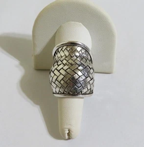 Basket Weave Mesh Sterling Silver Knuckle Ring Modernist Custom Made Size 9.5 - Picture 1 of 10