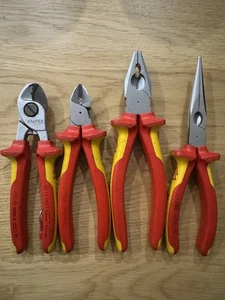 Electricians Insulated Knipex VDE Pliers Cutter Set 4-Piece - Picture 1 of 20