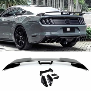 FOR 2015-2022 FORD MUSTANG S550 GT STYLE GLOSSY BLACK REAR TRUNK SPOILER WING - Picture 1 of 7