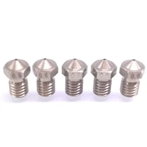 Boquilla de acero inoxidable extrusora de impresora 3D 5 piezas 0,6 mm rosca M6 1,75 mm para E3D - Imagen 1 de 4