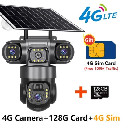 Telecamera solare 4G Sim Outdoor 3 lenti 3 schermi Zoom 10X PIR Rilevamento Movi - Immagine 1 di 4
