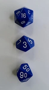 Set of 3 RPG DnD Dice Opaque Dark Blue/White d10 d% d20 Unknown Manufacturer - Picture 1 of 2