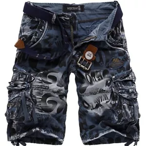 3D Design Mens Cool Vintage Loose Shorts Cargo Military Camo Casual Pants - Picture 1 of 18