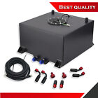 Aluminum 10 Gallon Black Fuel Cell Gas Tank W/ Fuel Sender & 12' Fuel Line Kit