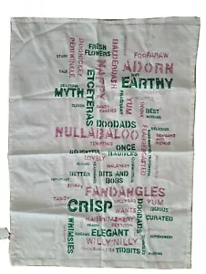 Anthropologie Asciugamano Cucina/Tè Bianco 100% Cotone Ricamato Lettera,21x30 Nuovo - Foto 1 di 12