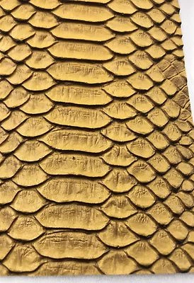 Gold Matt Faux Viper Snake Skin Vinyl-faux Leather-3D Scales-sold By The Yard. - Image 1 of 4